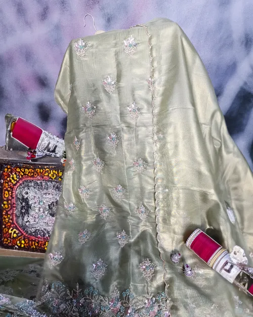 Light Green Stone Work Suit