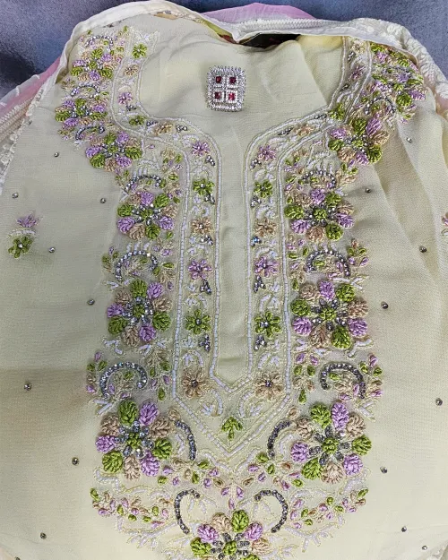 Lemon Embroidery & Stone Work Suit