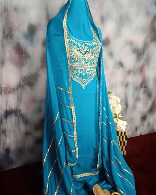 Firozi Stone Work Organza Suit