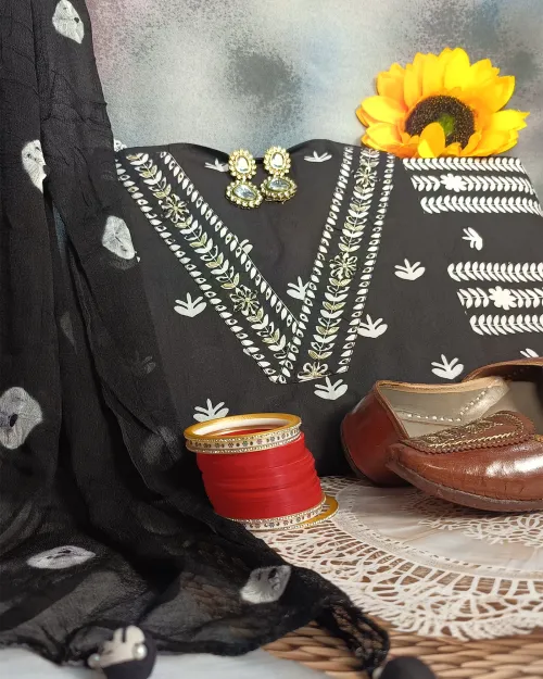 Black Stone Work Casual Style Suit