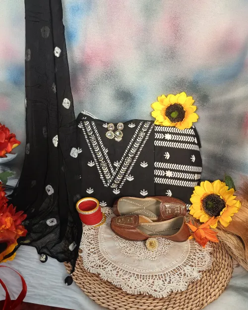 Black Stone Work Casual Style Suit