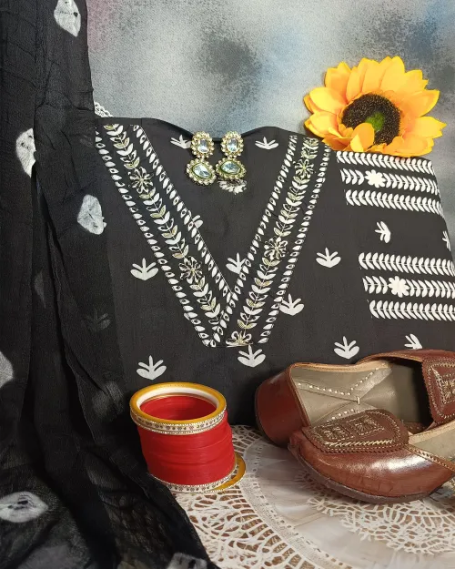 Black Stone Work Casual Style Suit