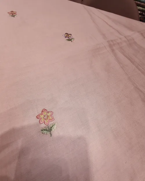 Peach Color  Embroidery Work Cotton Silk Suit