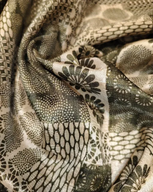 Mehndi Green Tussar Cotton Suit