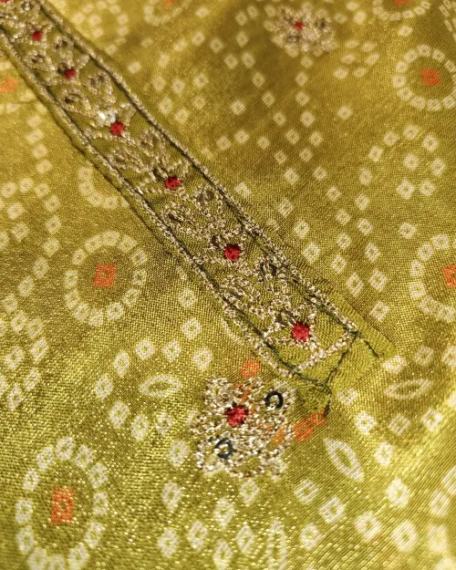 Green Chinon Chiffon Fabric Unstitched Suit