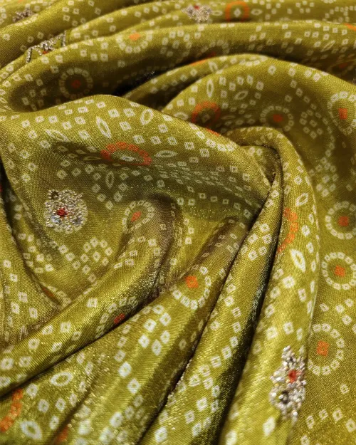 Green Chinon Chiffon Fabric Unstitched Suit