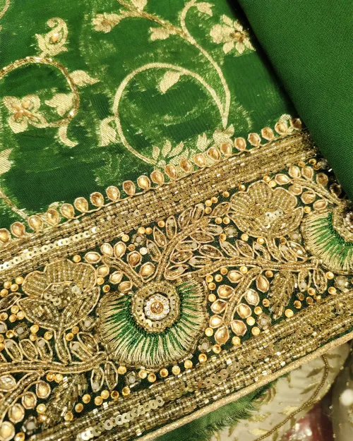 Bottle Green Stone & Zari Work Suit