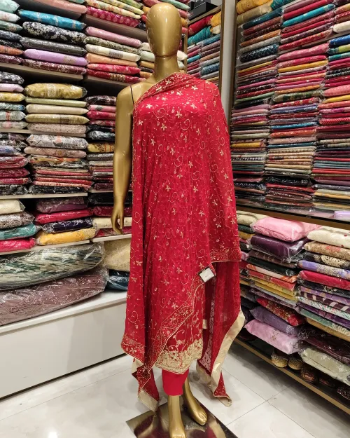 Red Color Stone & Zari Work Suit