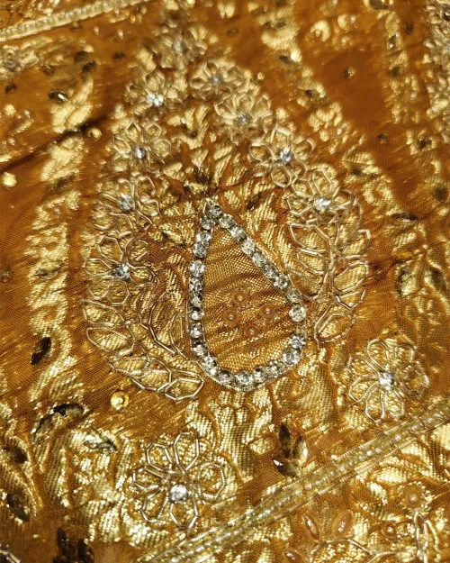Badami Color Stone & Zari Work Unstitched Suit