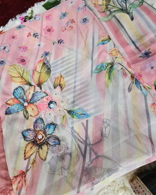 Pink Color Organza Suit