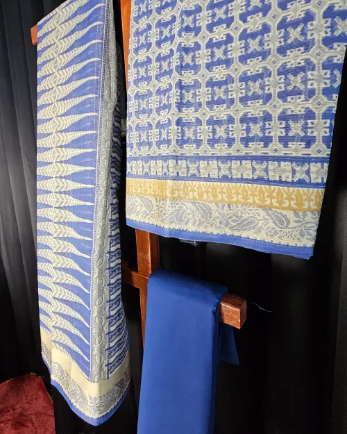 Blue Color Tussar Cotton Suit
