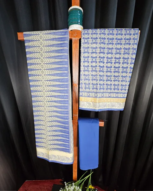 Blue Color Tussar Cotton Suit