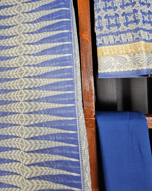 Blue Color Tussar Cotton Suit
