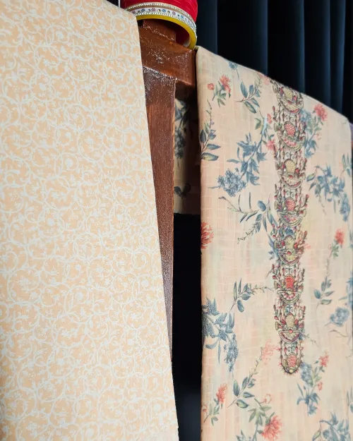 Peach Color Cotton Fabric Suit