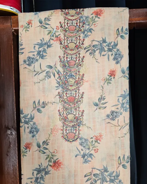 Peach Color Cotton Fabric Suit