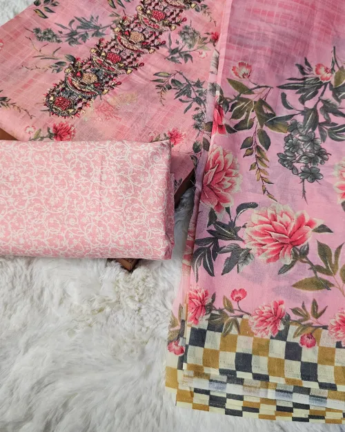 Pink Color Cotton Suit
