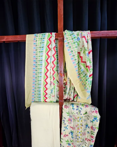 Lemon Embroidery Work Suit