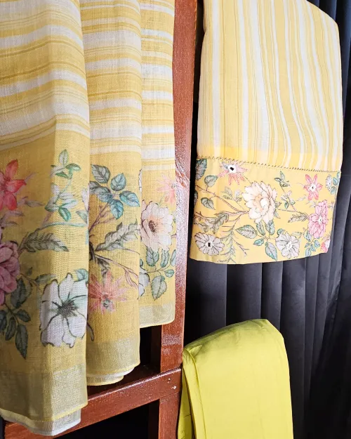 Yellow Cotton Fabric Suit
