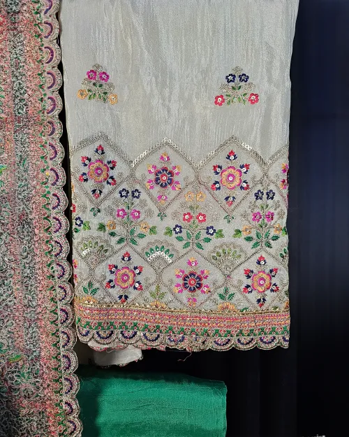 Golden Zari Work Party Wear Suit