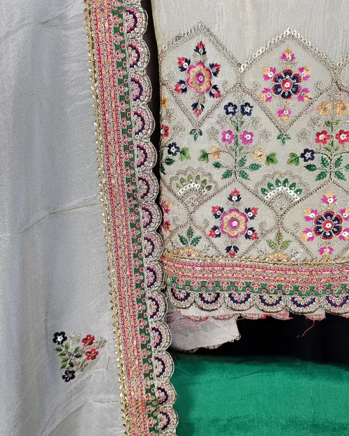 Golden Zari Work Party Wear Suit