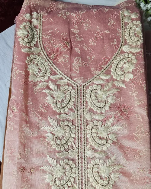 Pink Embroidered Work Casual Wear Suit
