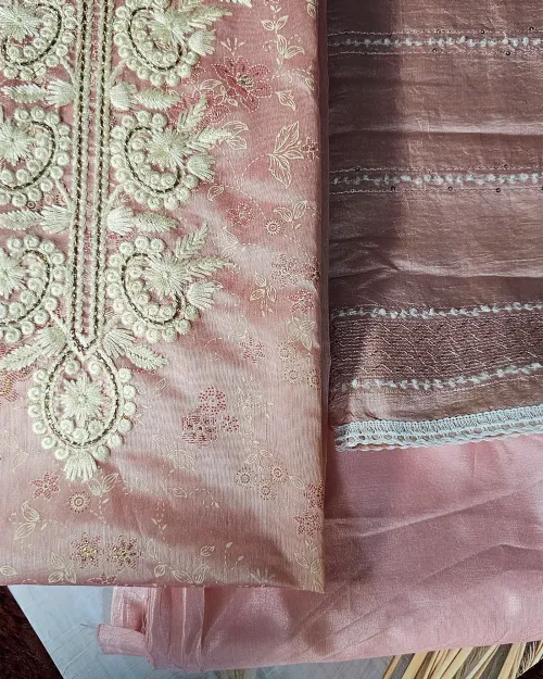 Pink Embroidered Work Casual Wear Suit