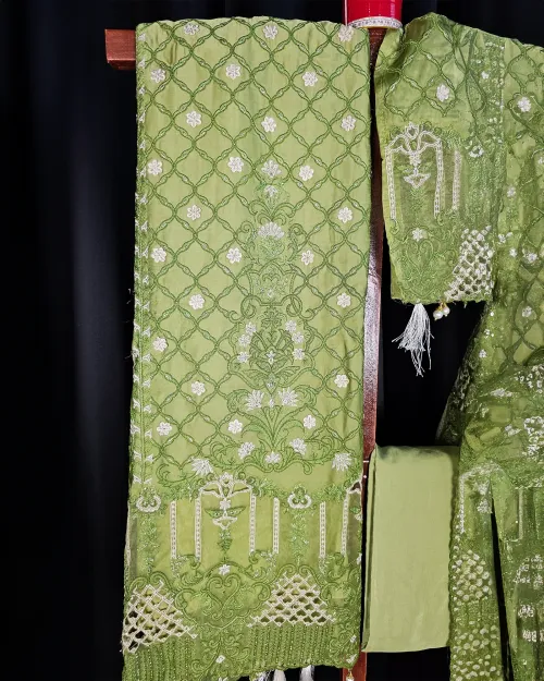 Green Embroidered & Zari Work Suit