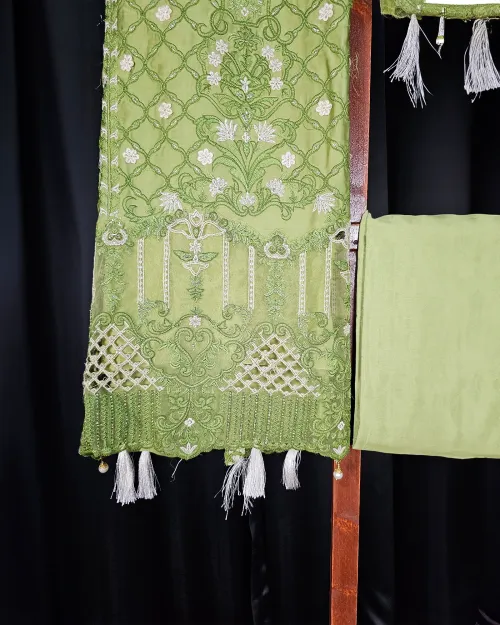 Green Embroidered & Zari Work Suit