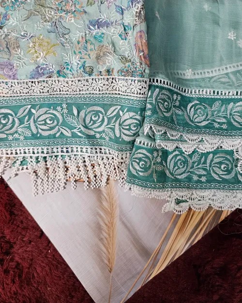 Ice Blue Embroidered Work Suit