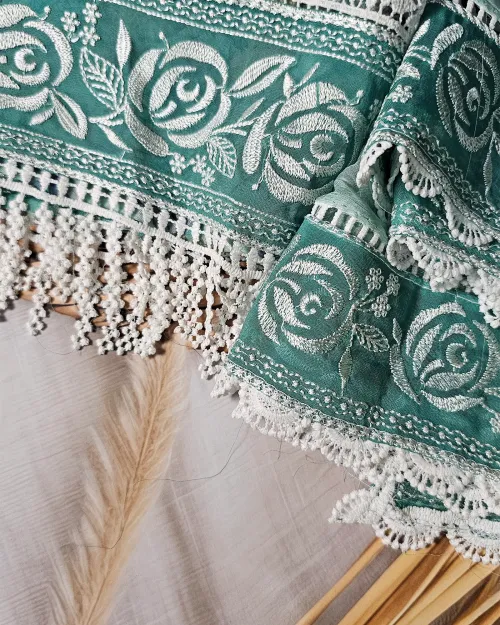 Ice Blue Embroidered Work Suit