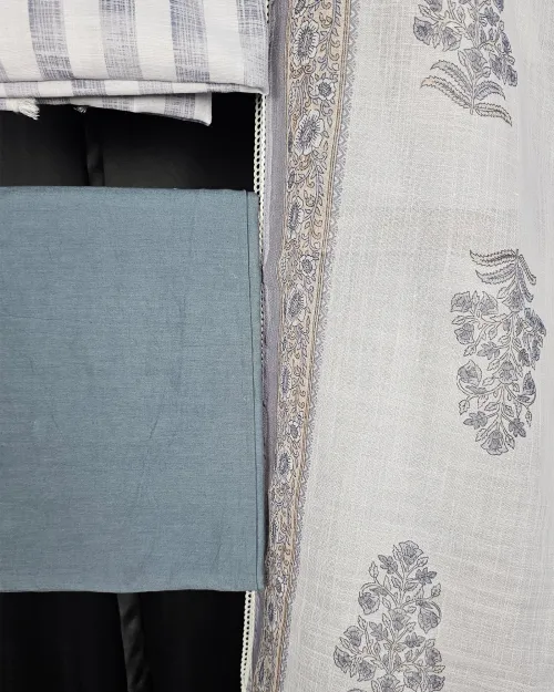 Grey & White Stone & Zari Work Casual Wear Suit
