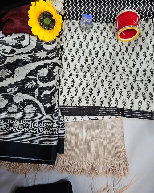 Cream Color Cotton Casual Wear Suit