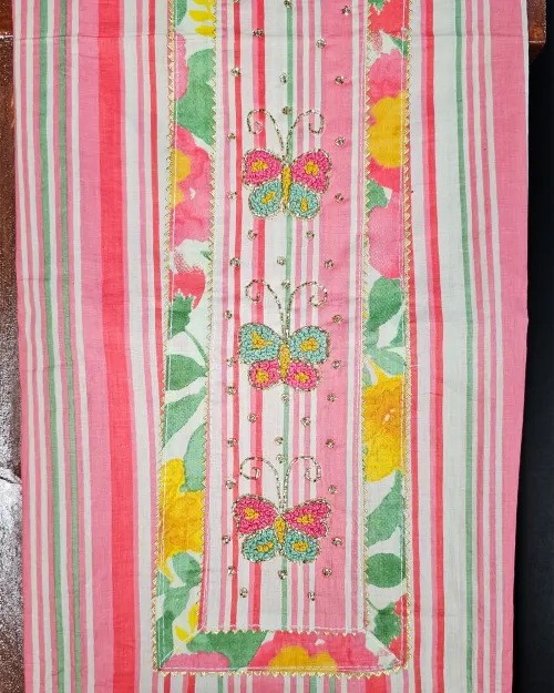Peach Color Cotton Fabric Suit
