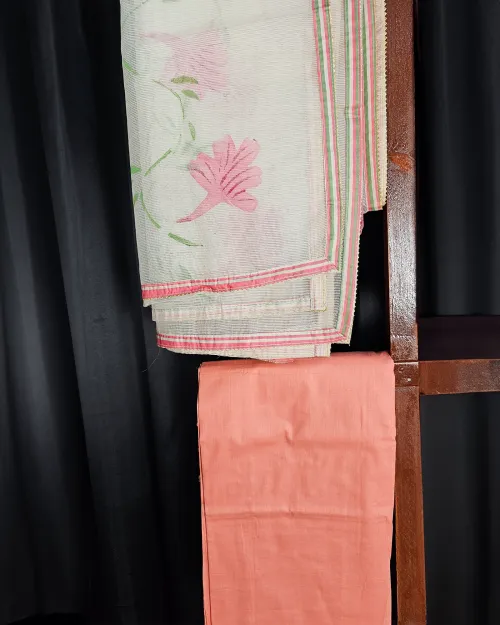 Peach Color Cotton Fabric Suit