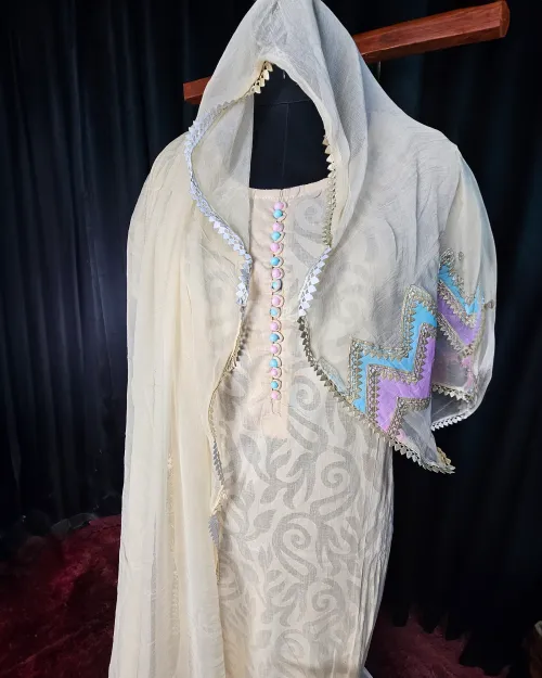 Beige Cotton Casual Wear Suit