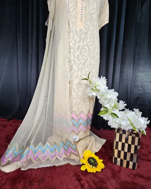 Beige Cotton Casual Wear Suit