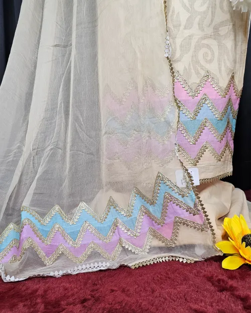 Beige Cotton Casual Wear Suit