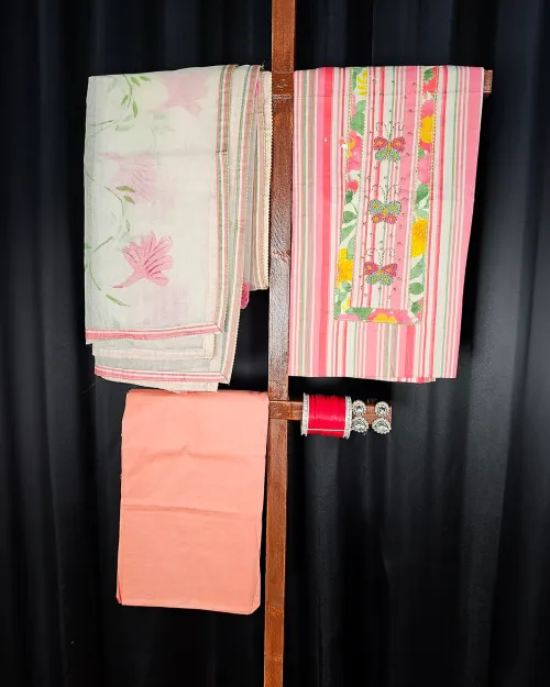 Peach Color Cotton Fabric Suit