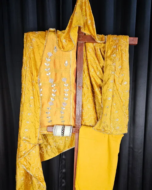 Mustard Gota Patti Work Suit