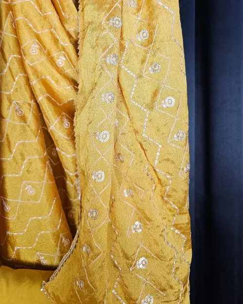 Mustard Gota Patti Work Suit