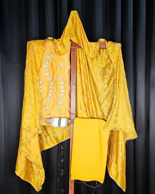 Mustard Gota Patti Work Suit