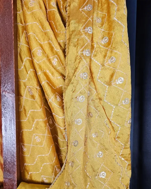 Mustard Gota Patti Work Suit