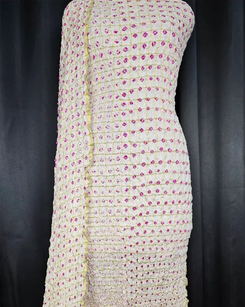 White Zari Work Silk Fabric Suit