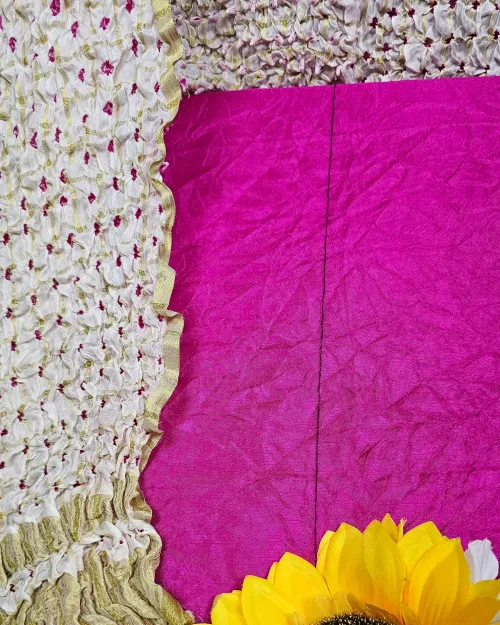 White Zari Work Silk Fabric Suit