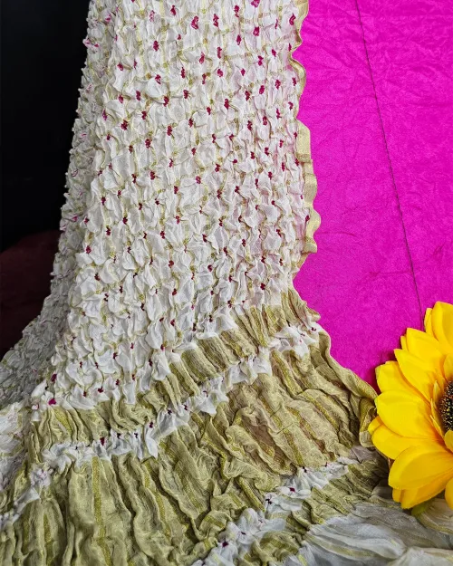 White Zari Work Silk Fabric Suit