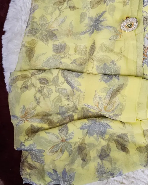 Lemon Crepe Silk Casual Wear Suit