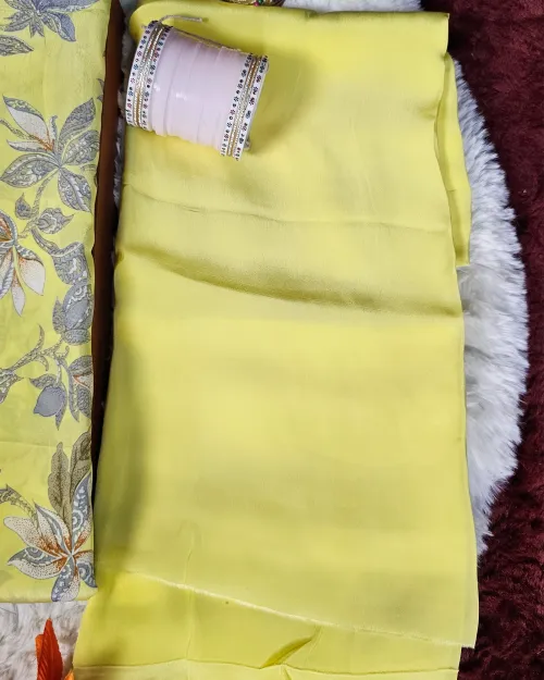 Lemon Crepe Silk Casual Wear Suit