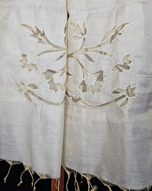 Golden Embroidery Work Chanderi Cotton Suit