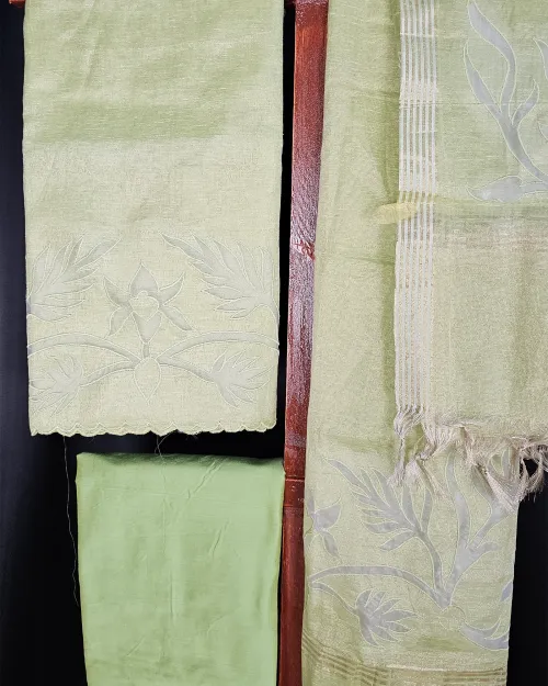 Light Green Embroidery Work Casual Wear Suit