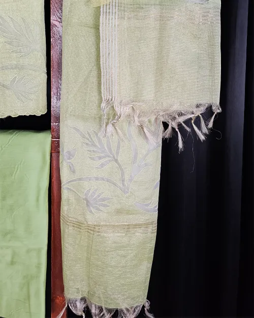 Light Green Embroidery Work Casual Wear Suit